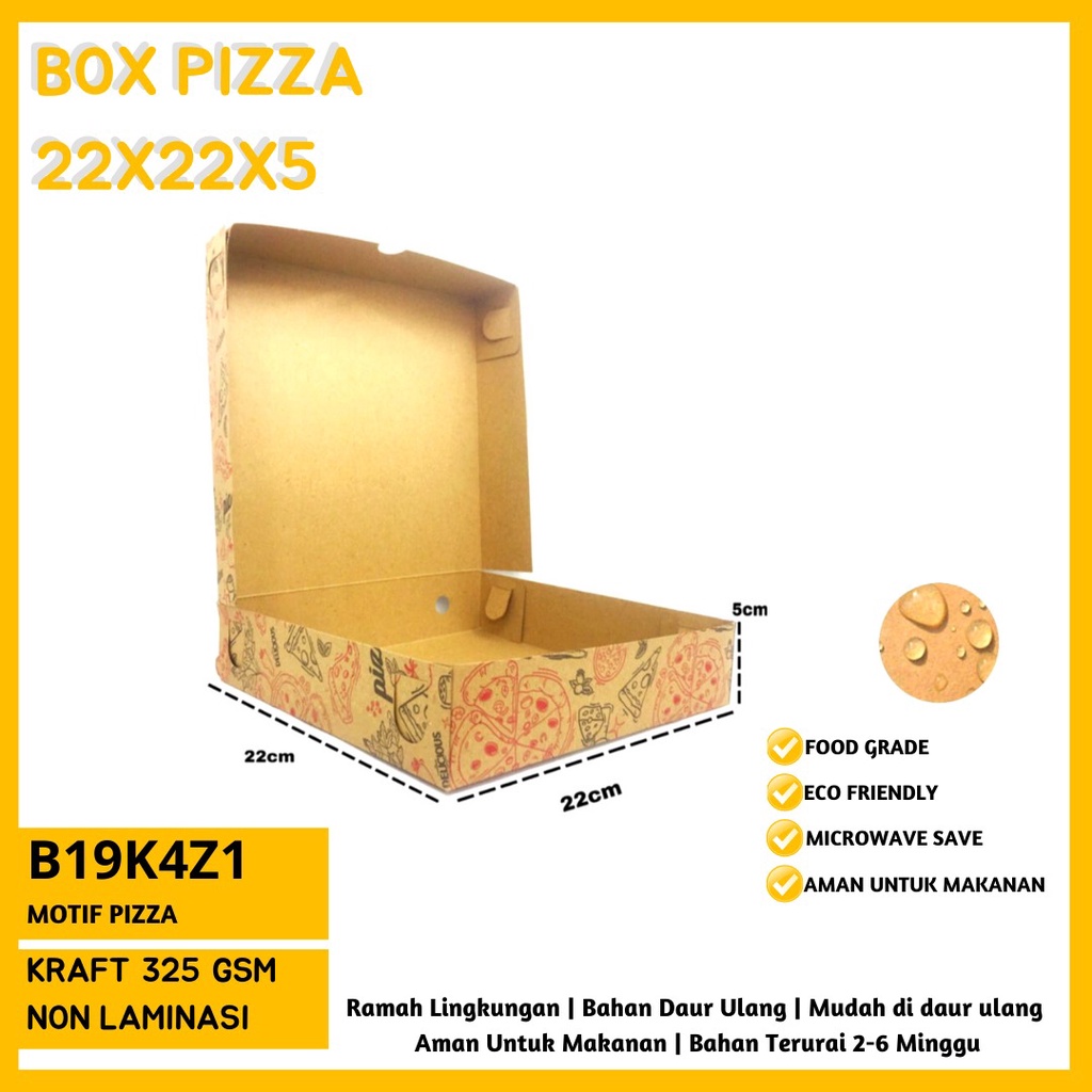 Box Pizza Motif 22X22X5 Bahan 325 Gsm (B19K4Z1-Laminasi)