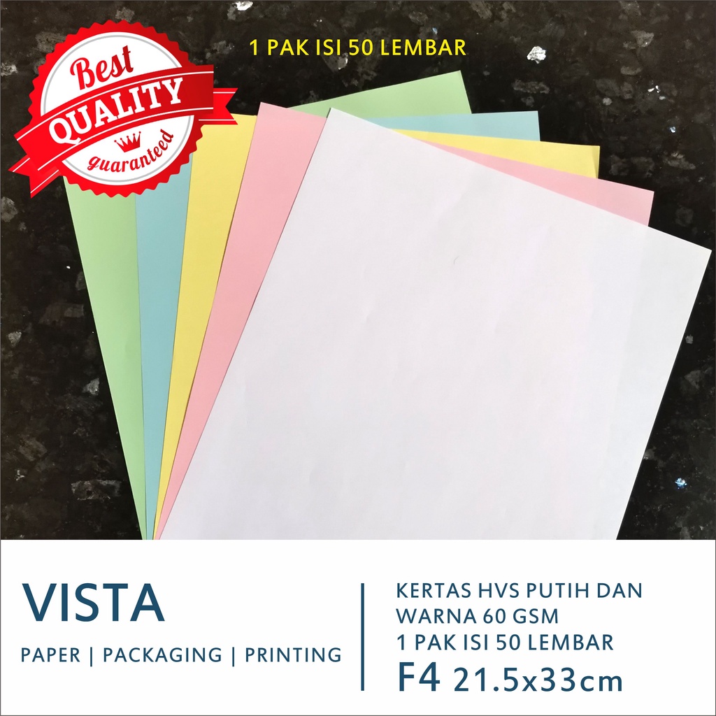 

Kertas HVS Putih / HVS Warna F4, 60 Gsm, 60 gram