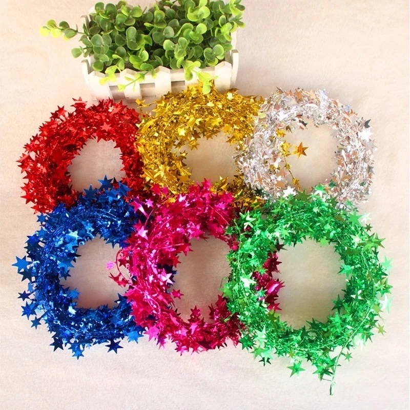 [Christmas Products]1PCS 7.5M Christmas Tree Hanging Star Pine Tinsel Stars Rattan Garland