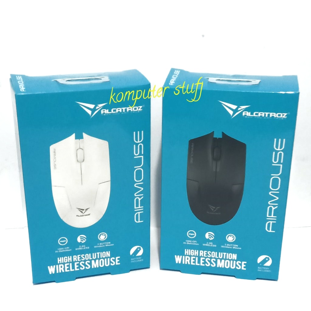 Mouse Wireless Alcatroz Airmouse 1000CPI USB Receiver 2.4Ghz Siap Pakai Free Batrai