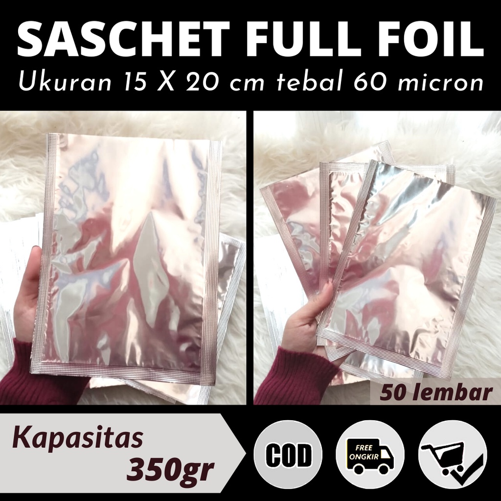 

KEMASAN FULL FOIL 15X20CM / ALUMUNIUM FOIL KEMASAN BUBUK 350 / BUNGKUS KEMASAN KRIPIK / BISA CUSTOM UKURAN