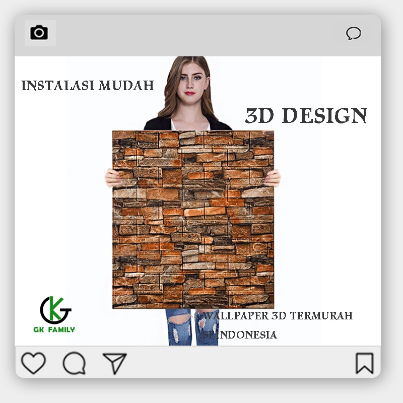 GK family Medan batu bata hari ini kirim Wallpaper Dinding Foam 3D / Stiker Wallpaper Dinding Mini D
