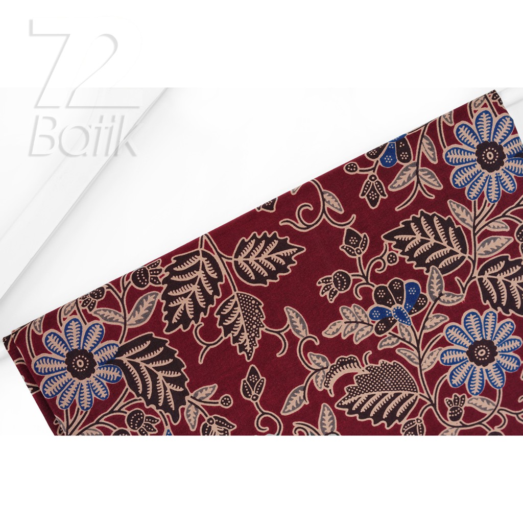 KAIN BATIK PREMIUM Bahan Katun Motif Sekar Maruto Warna Merah Maroon Marun Maron 729043 Cap 72 Jarik Jarit Samping Kebat Panjang Batik Katun Modern Premium Bahan Seragam Batik Pernikahan Kantor Keluarga Murah Kamen Jadi Batik Bali Lembaran