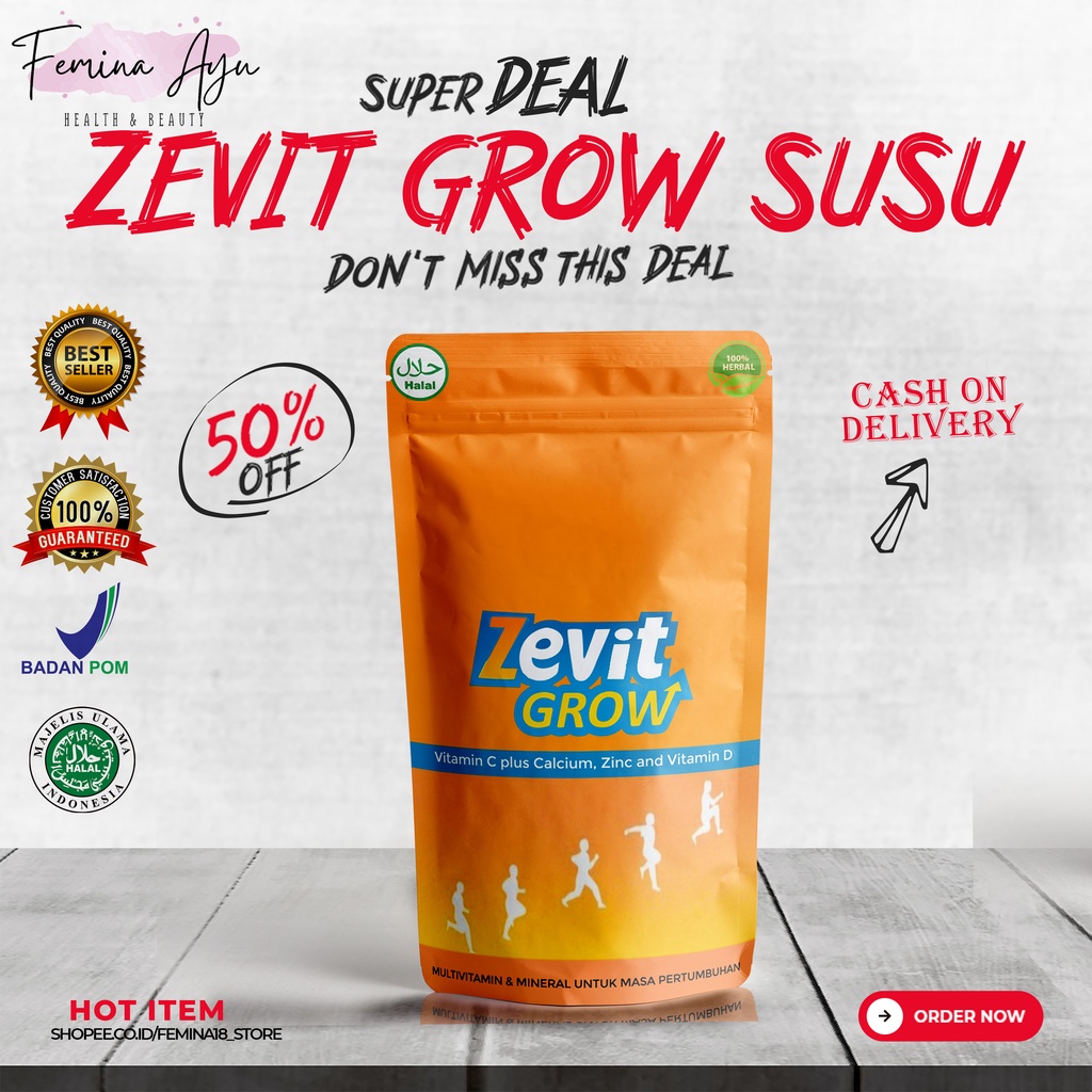 

[SUPER PROMO] ZEVIT GROW SUSU - Peninggi Badan Ori Susu Kalsium Penambah Tinggi Badan Tercepat Remaja Usia 12 - 35 Tahun Suplemen Super Grow Up Peninggi Badan Cepat Dan Ampuh Dewasa Herbal Terpercaya SG7