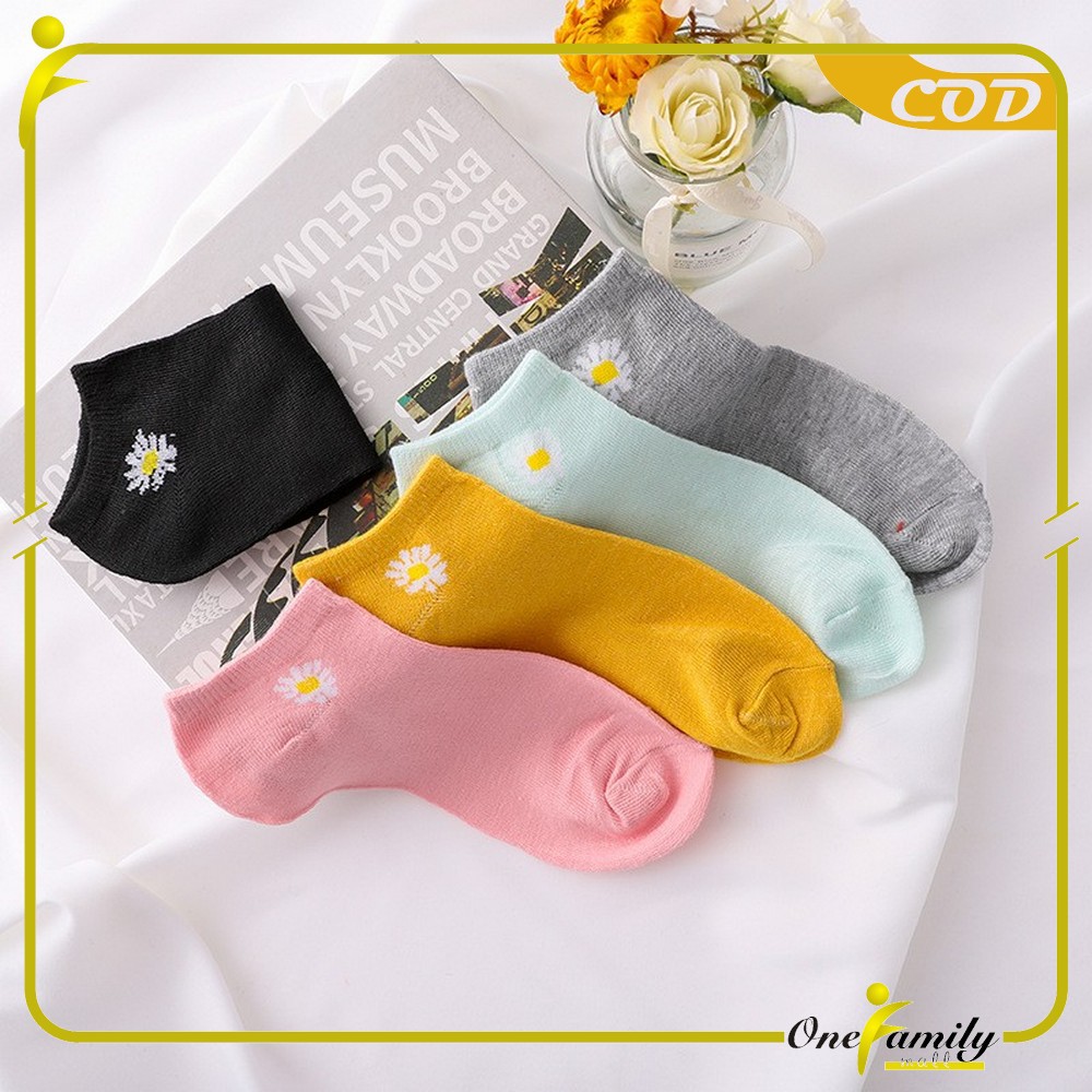 ONE - P55-P58 Kaos Kaki Pendek Dewasa / Kaos Kaki Semata Kaki Polos / Kaos Kaki Ankle Wanita Motif-DAISY