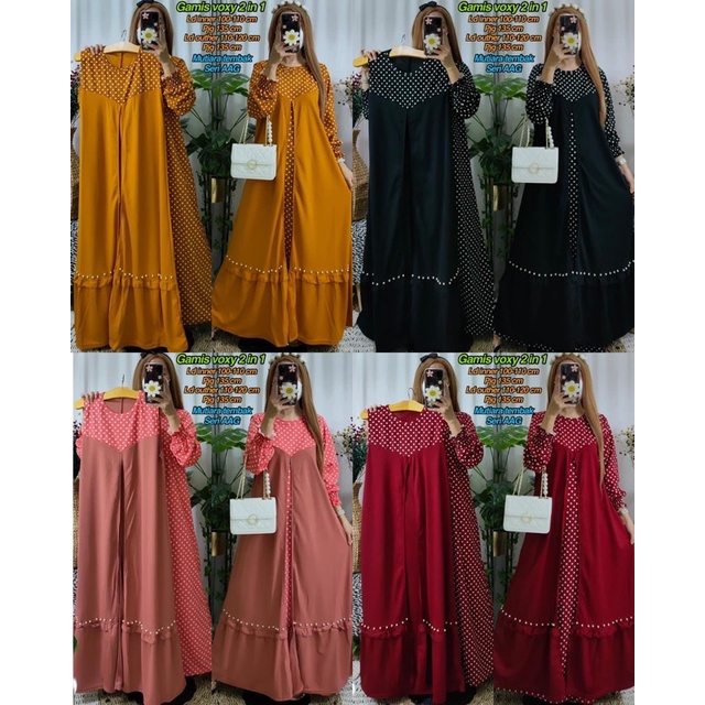 gamis 2 in 1 bahan voxy seri NS NA AAG