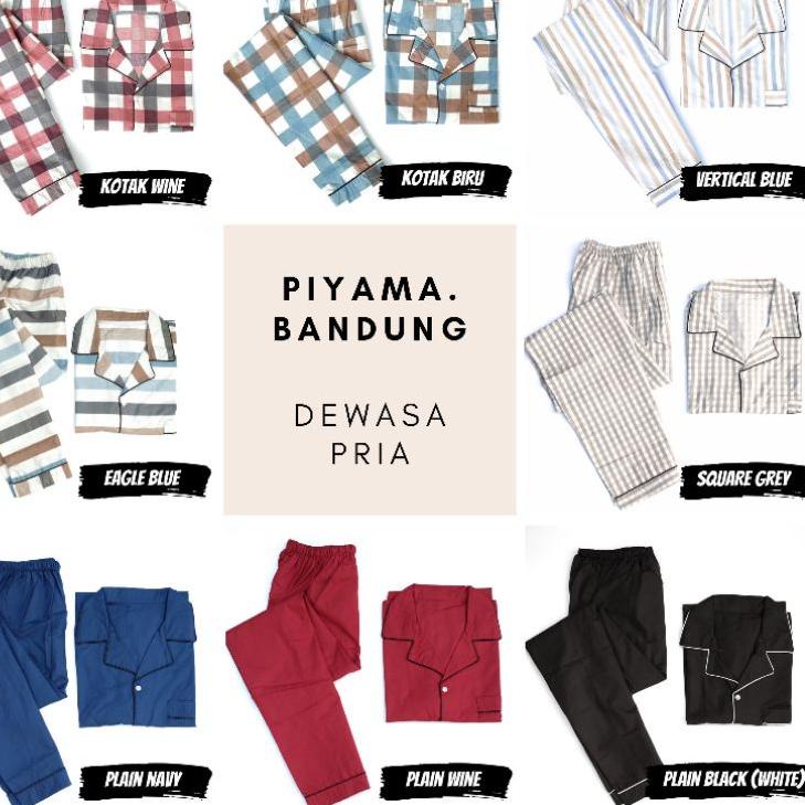 Harga Bersahabat.. Baju tidur piyama PRIA cowok dewasa polos / kotak / garis bahan katun catra elega