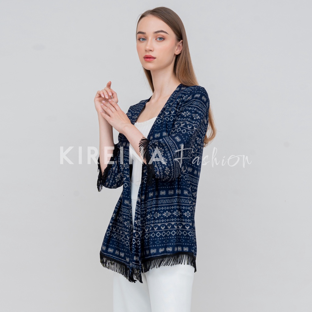 Cardigan Bohemian Rumbai Cardigan Rumbai Tribal Cardigan Cetak Bohemian Katun Rayon Viscose | Kireina Fashion