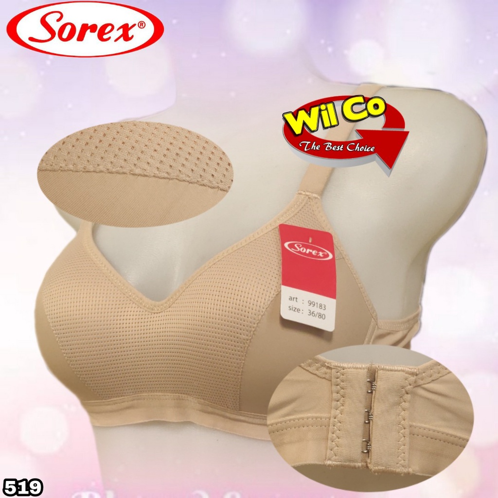 K519 - BRA WANITA SOREX LAVENDER BUSA TIPIS TANPA KAWAT FULL CUP B/C SIZE 36 - 42