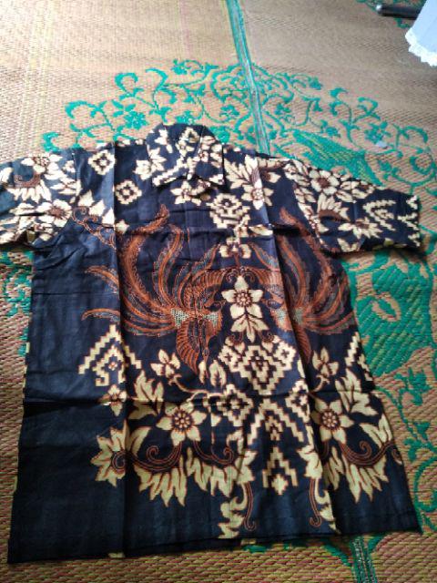 Ready Batik Hrb026 Kenongo Kemeja Hem Pendek Padi Pekalongan M L Xl Murah Keren Bati Pria Wajik Biru