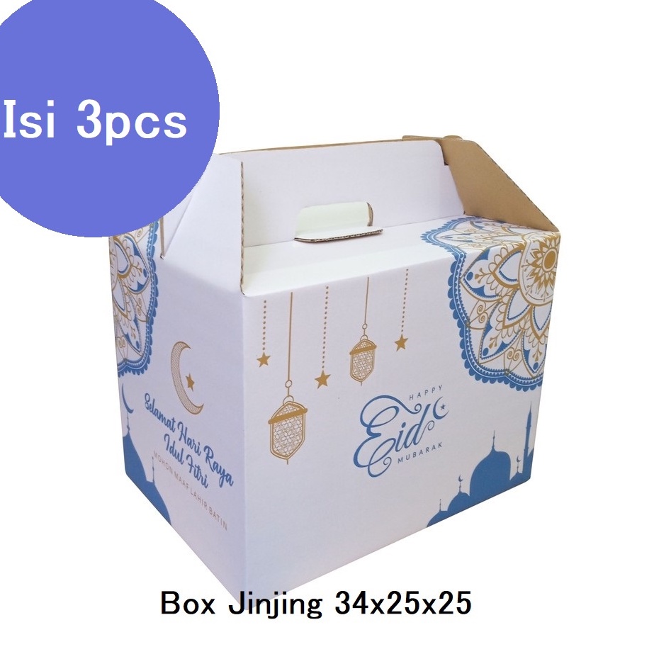 

Kardus Parcel Jinjing Lebaran Box Parsel Tenteng Idul Fitri Dus Packaging Sembako Lebaran 34x25x24 cm (3 pcs)