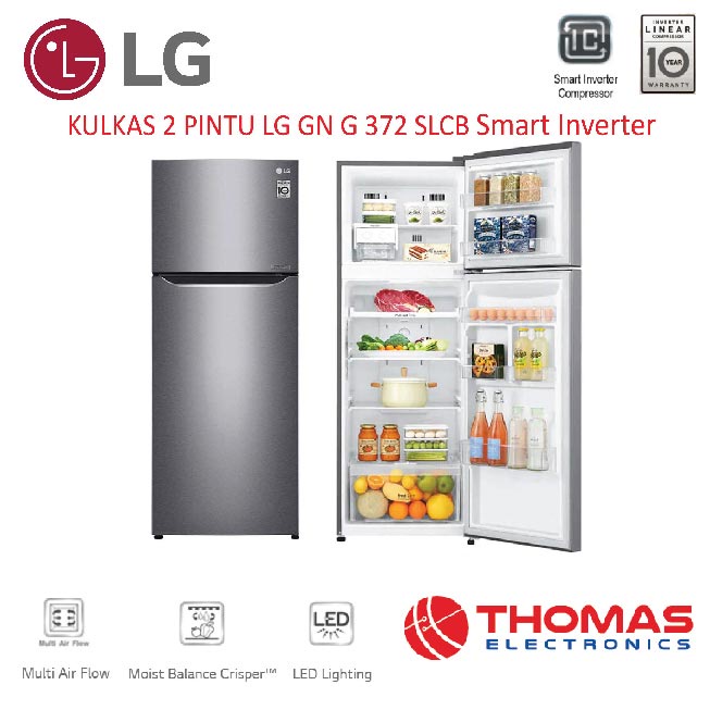 Kulkas 2 Pintu LG GN G 372 SLCB Inverter Smart Compressor Door Cooling