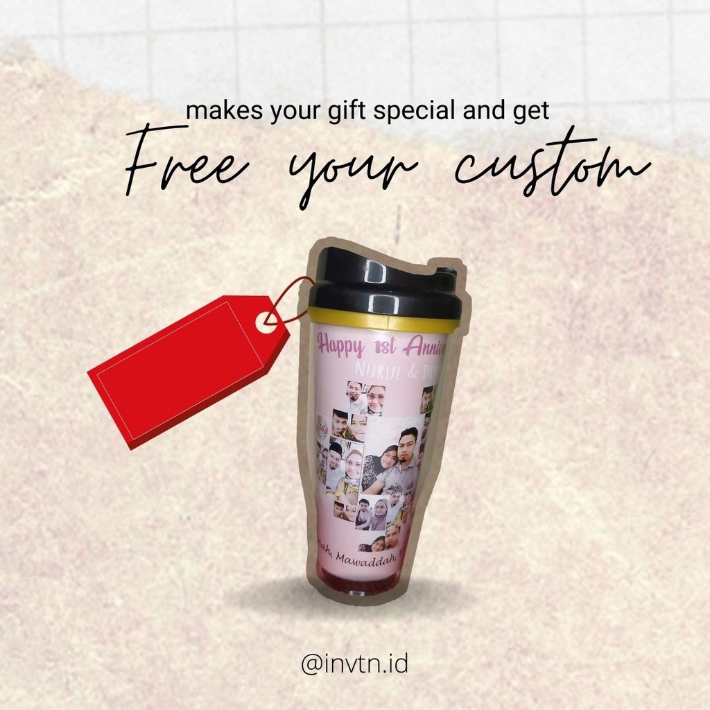 

BOTOL TUMBLER LENGKAP PLASTIK KADO (FREE CUSTOM MURAH) UNTUK KADO PERNIKAHAN/ULTAH/WISUDA