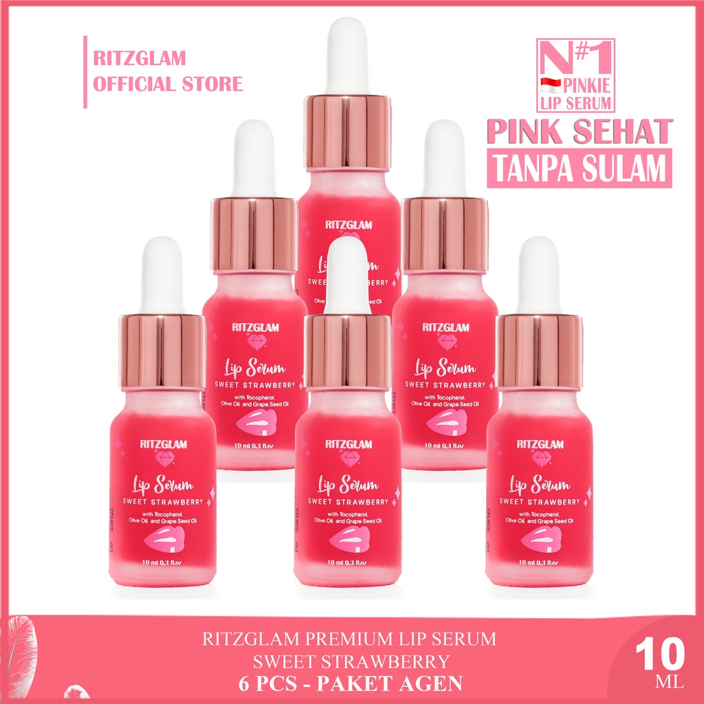 RITZGLAM Agen 6Pcs  Lip Serum Vitamin Pelembab Pemerah Bibir liptint balm gloss