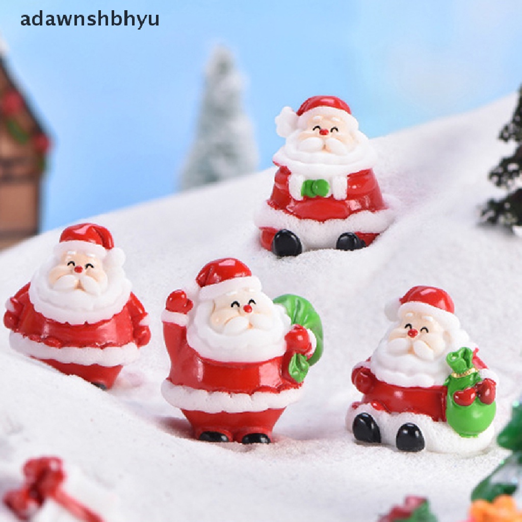 4 Pcs / lot Figure Mini Bahan Resin Desain Santa Claus Snowman Dan Pohon Natal Untuk Dekorasi