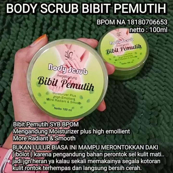 [ORI] SYB Body Scrub Bibit Lulur Pemutih Badan Paling Ampuh Merontokan Daki dilengkapi dengan Moisturizer Plus High Emollient 100ml BPOM