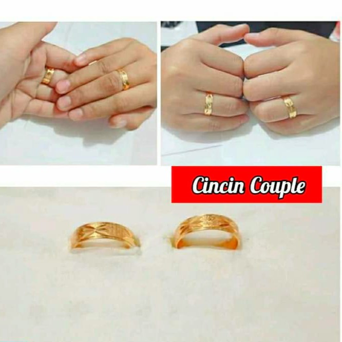 Cincin TITANIUM Polos Ukir Couple Atau Sepasang Perhiasan Wanita Gold dan Silver limited edition