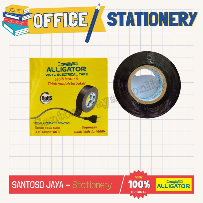 

Isolasi Listrik ALLIGATOR Hitam- Vinyl Electrical Tape ALLIGATOR Black