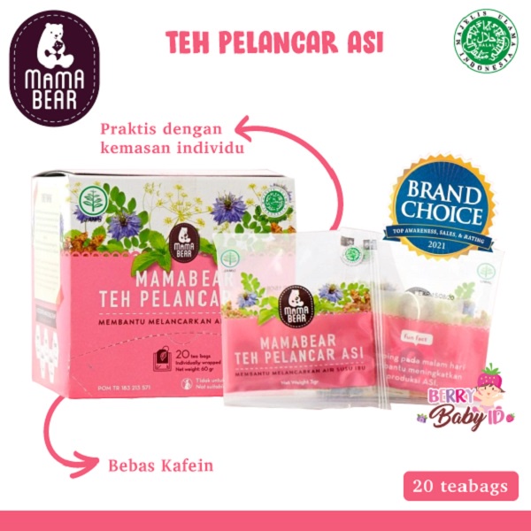 Mama Bear Teh Pelancar ASI / ASI Booster Halal Gratis Packaging Bubble Wrap Berry Mart