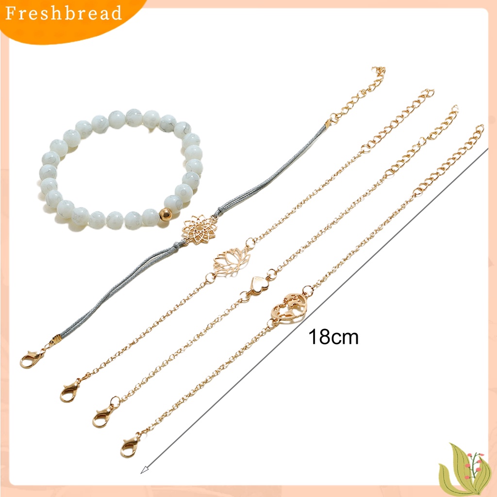 |Frebre Frebre| 5pcs Gelang Tangan Wanita Desain Bunga Teratai Hollow Adjustable Untuk Pesta