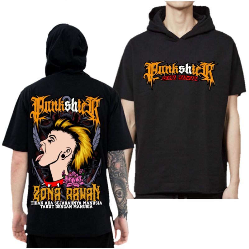 kaos Hoodie lengan pendek punkshter