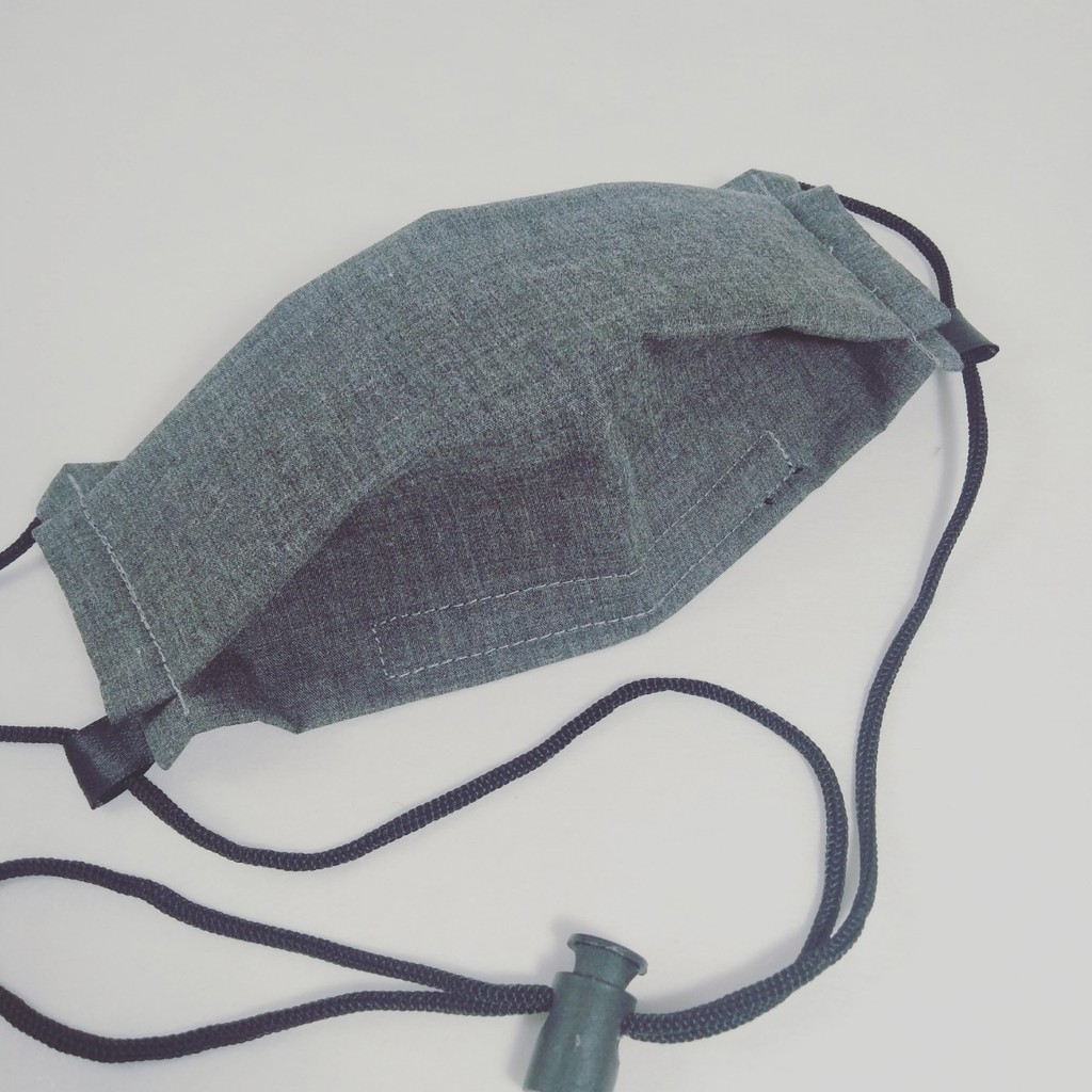 Masker Kain Bisa Isi Tissue Warna Abu Polos + Tali Serut ...