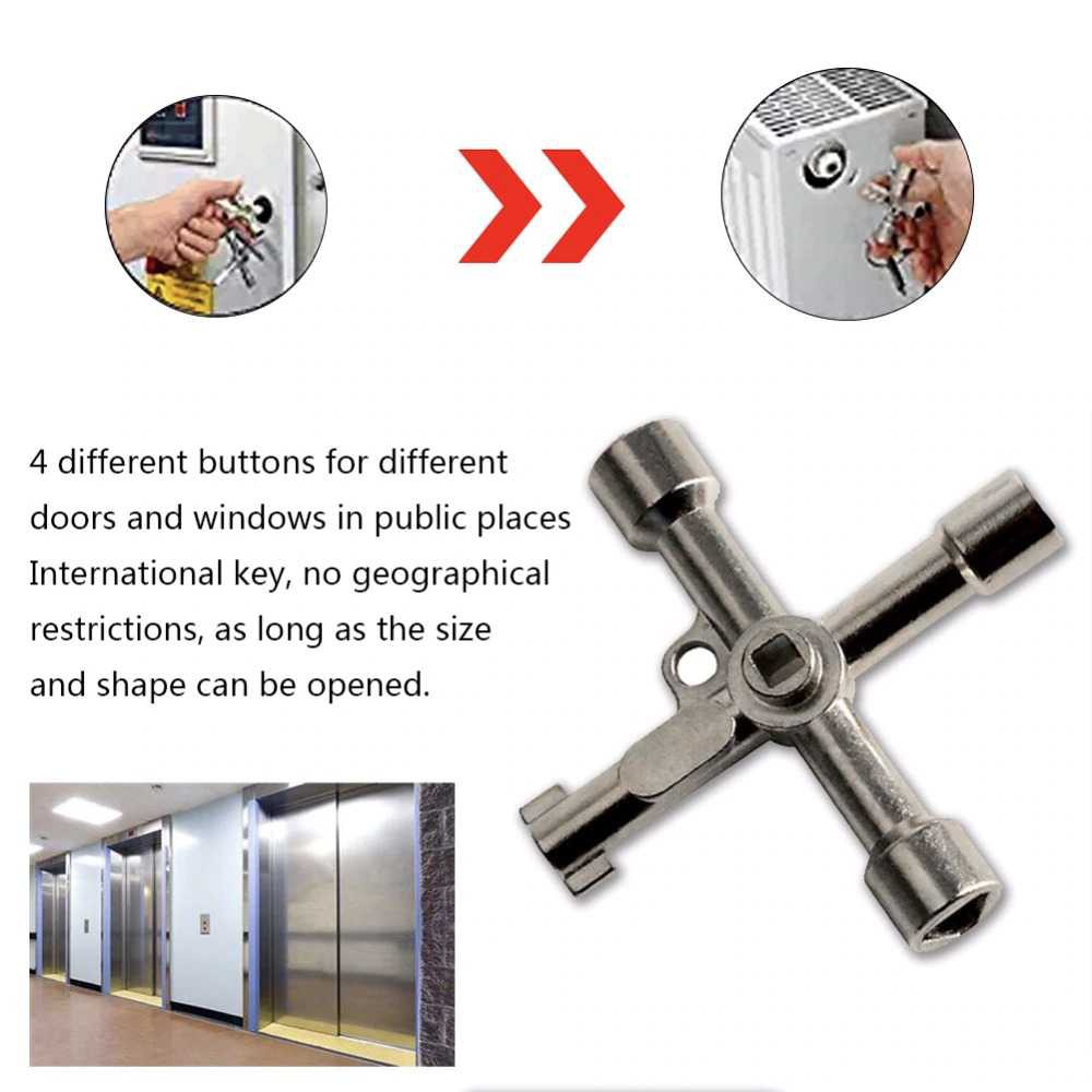 Hot Promo ! DIHAKI Kunci Pas Multifungsi 4in1 Elevator Cross Triangle Key LXX3116