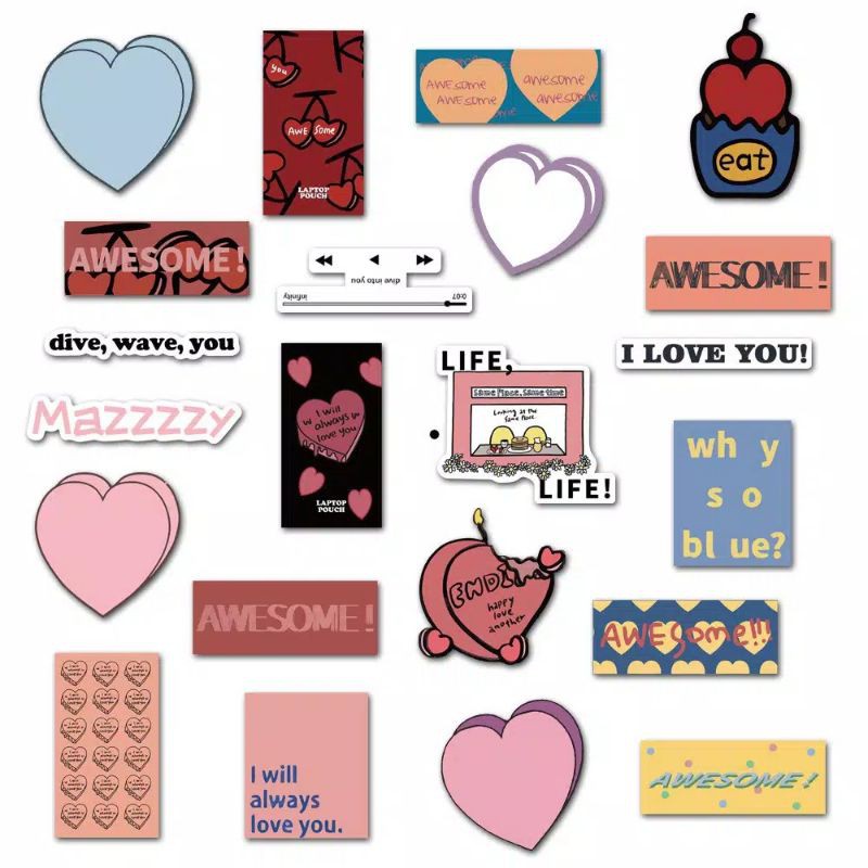 44Pcs Love theme Stickers aesthetic for outdoor & indoor