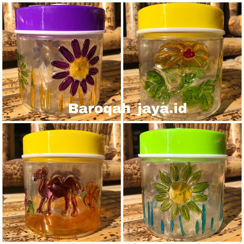 (Ungu, Hijau, Kuning) Toples Kaca Lebaran Mini