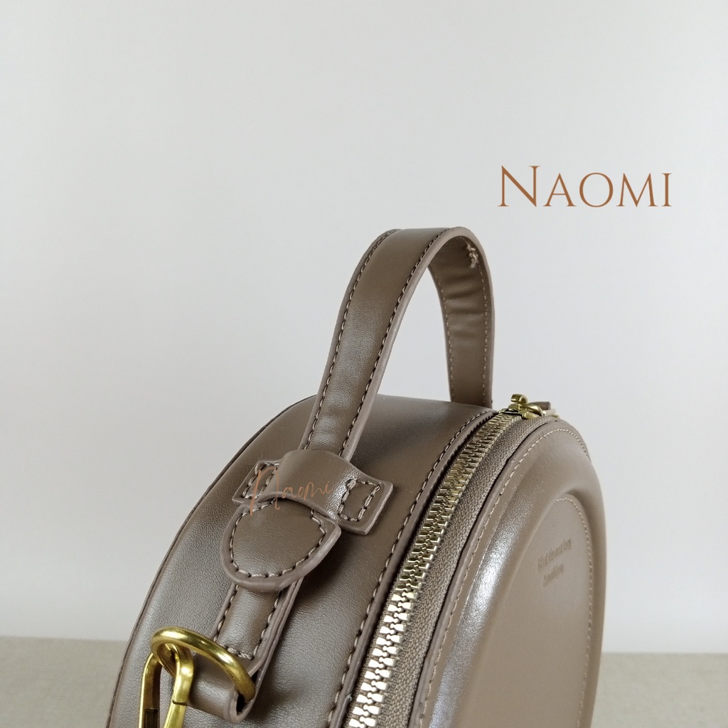 NAOMI - Veronica Sling Bag - Tas Import -Tas Selempang Premium - Bulat Round Kulit Sintetis PU Terbaru Modern - Tas Model Bulat - Latest Model Bag - naomi bag - tas bulat - tas circle - tas premium