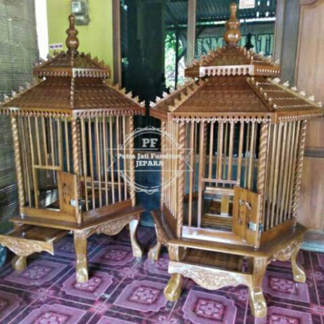 Sangkar Burung Hias Taman Ukir Kandang Ayam Hias Bekisar Kayu