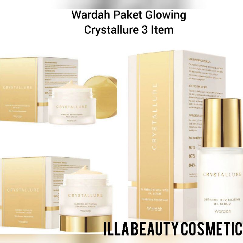 Wardah Paket Glowing Crystallure Siang,,malam ,serum