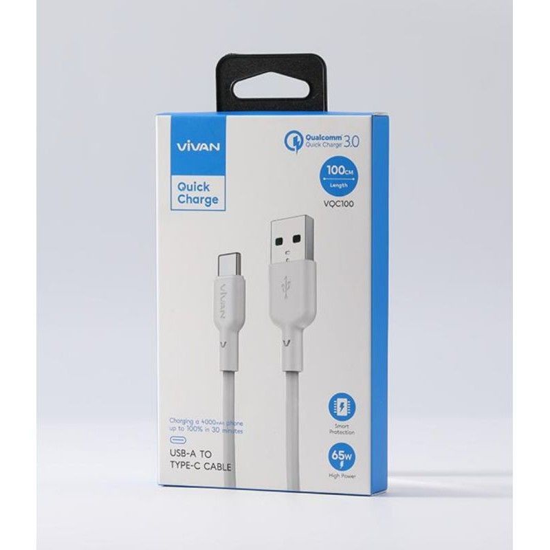 [VIVAN 65W) Kabel Data Type C Flash Charge 6,5A Cable Usb type C 65W Super Vooc Dart Vivan V-QC