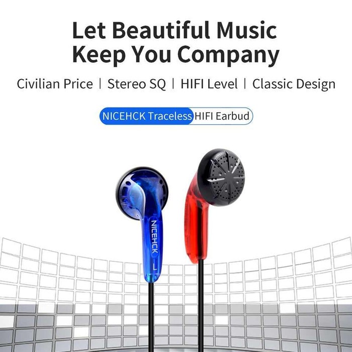 NICEHCK Traceless earbud stereo BASS HEAD 32Ohms music telfon earphone mic