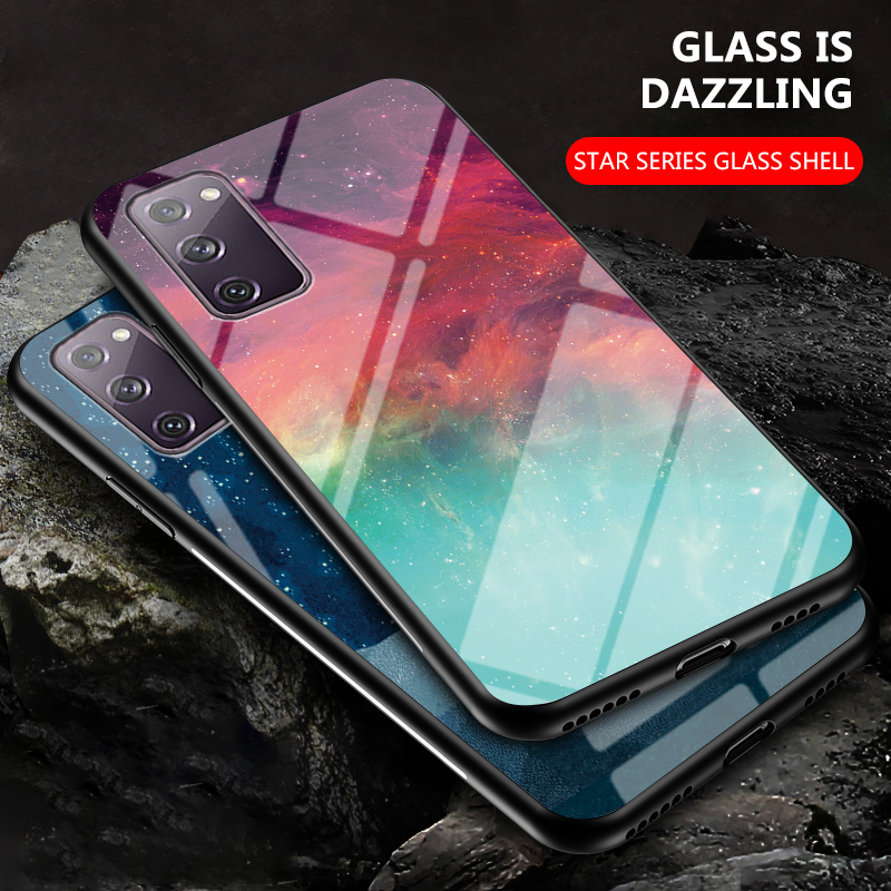 Casing Tempered Glass Anti Gores Motif Langit Berbintang Untuk Samsung Galaxy S20 Fe Note 20 Dgx