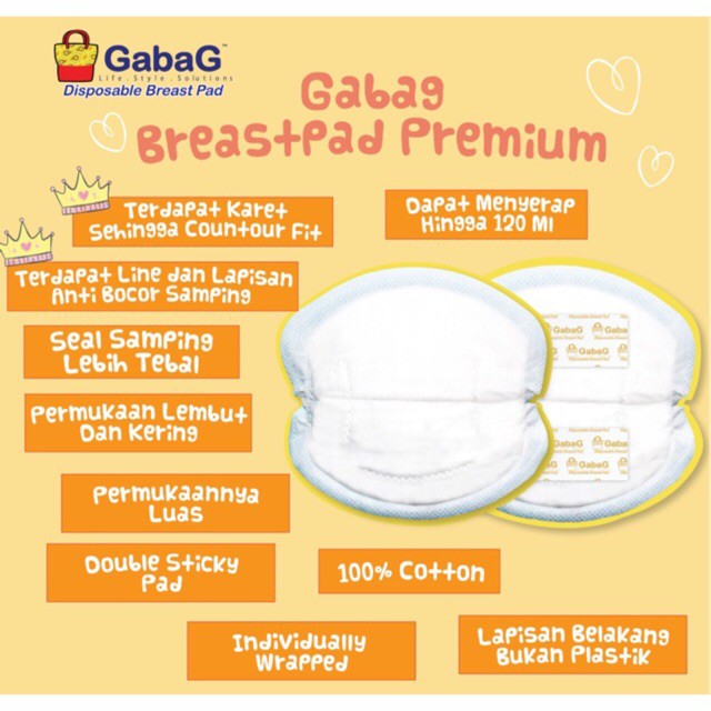 GABAG PREMIUM BREASTPAD Breast Pad Pads Breastpads isi 60 / 56 / 30 / 24pcs Penyerap Asi 50+10 / 56 / 30 / 24pcs