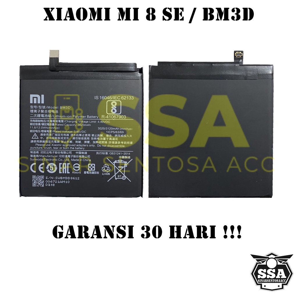 Baterai Xiaomi Mi 8 SE BM3D Mi8SE MI8 SE Redmi BM 3D Original OEM Batu Batre Battery Batrai Batrei ori hp Xiao Mi