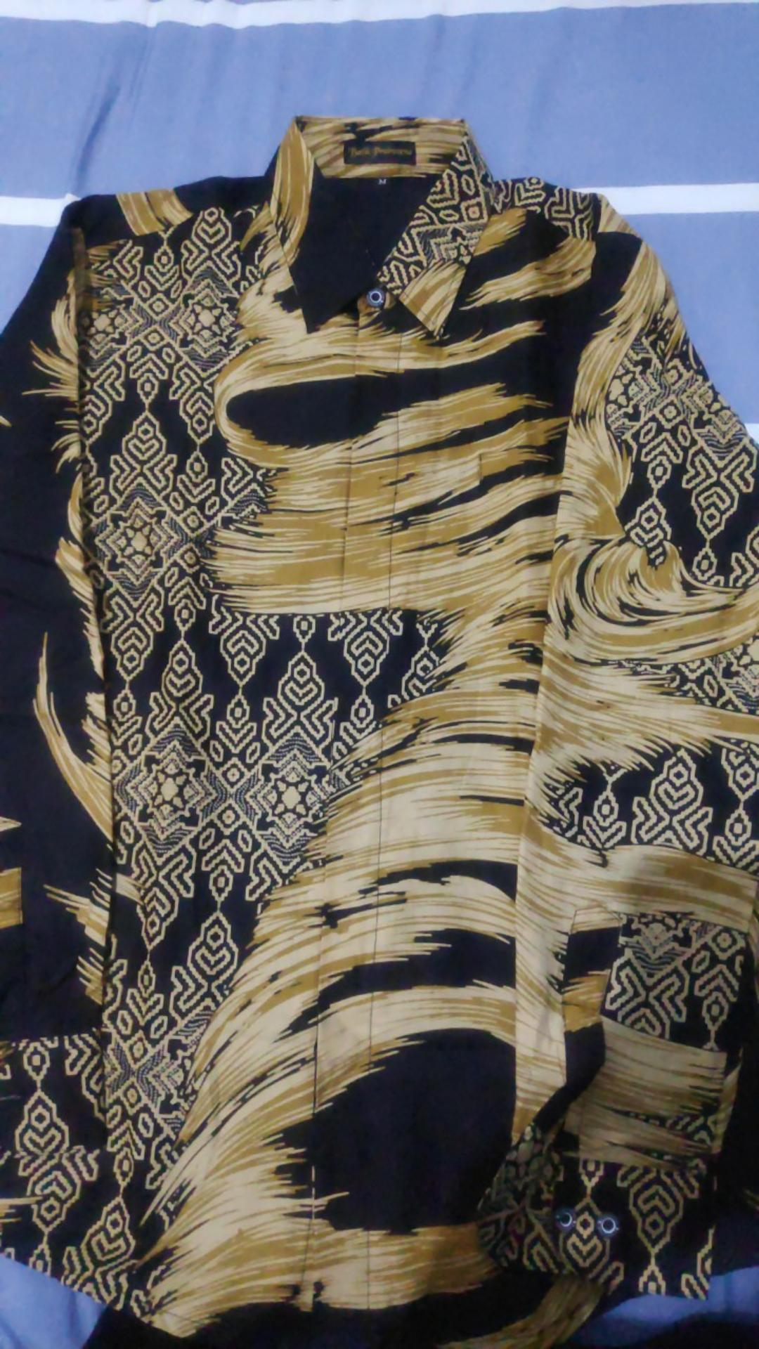 Bowo Laksono Kemeja Batik Pria Lengan Panjang Slimfit Katun Printing Hem Baju Atasan Kantor Modern