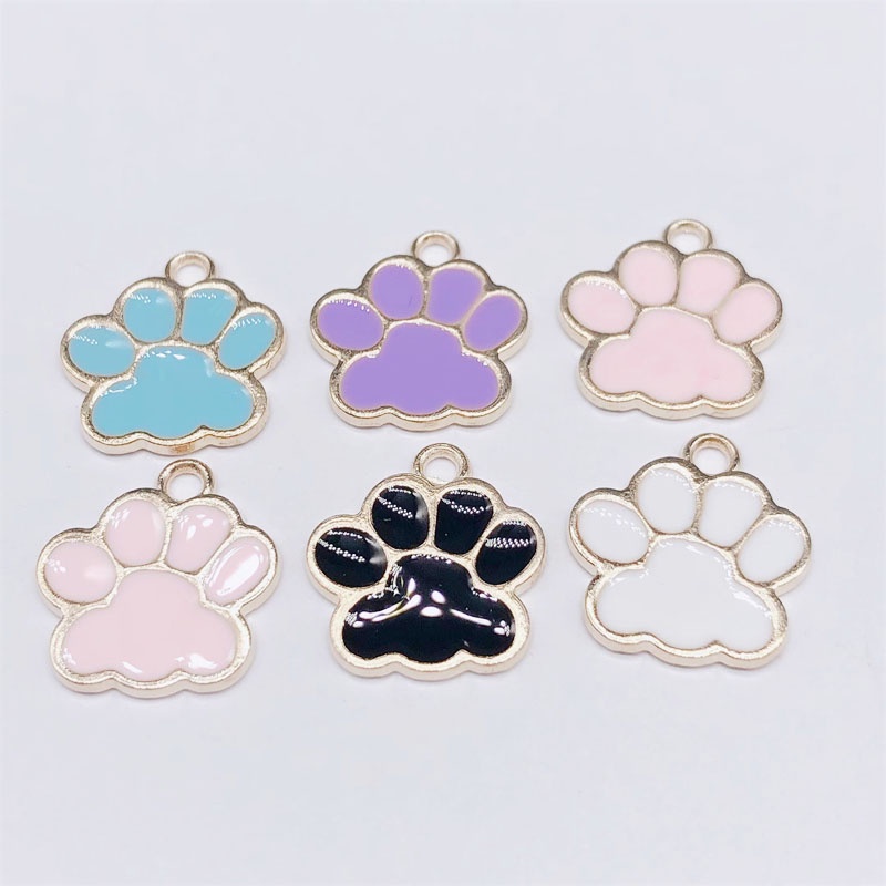 4pcs Liontin Enamel Bentuk Kaki Hewan Bahan Alloy Handmade Untuk Membuat Perhiasan