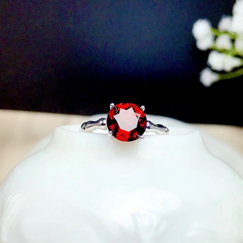 Cincin Sterling Silver 925 Hias Ruby Berlian Untuk Wanita