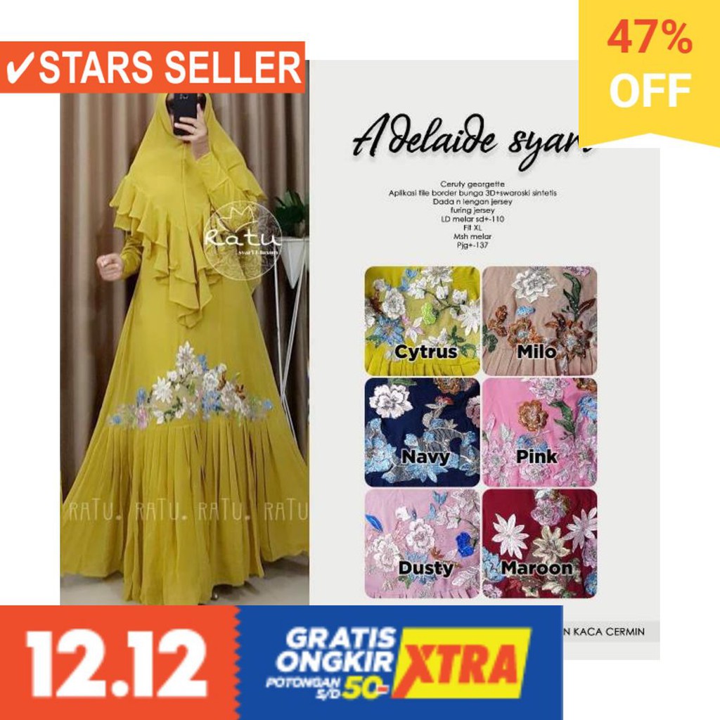 BUSANA MUSLIM PEREMPUAN FASHIONABLE CEWEK CANTIK / ADELAIDE SYARI