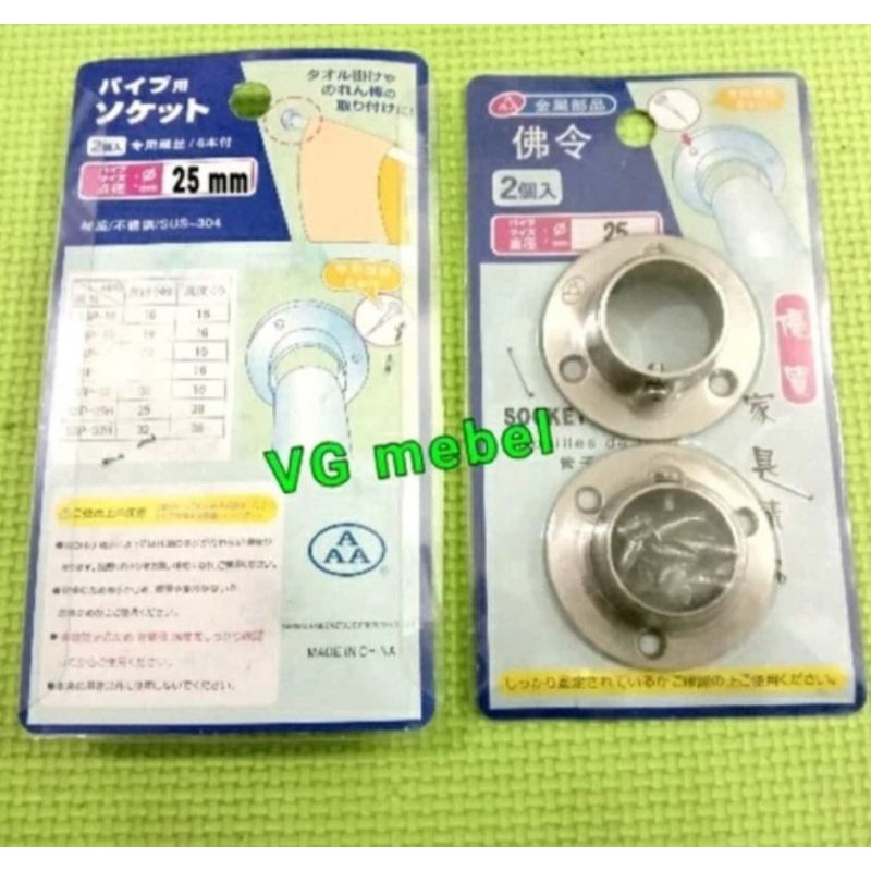 Bracket pipa bulat topi 25mm STAINLESS STEEL - Penyangga pipa bulat