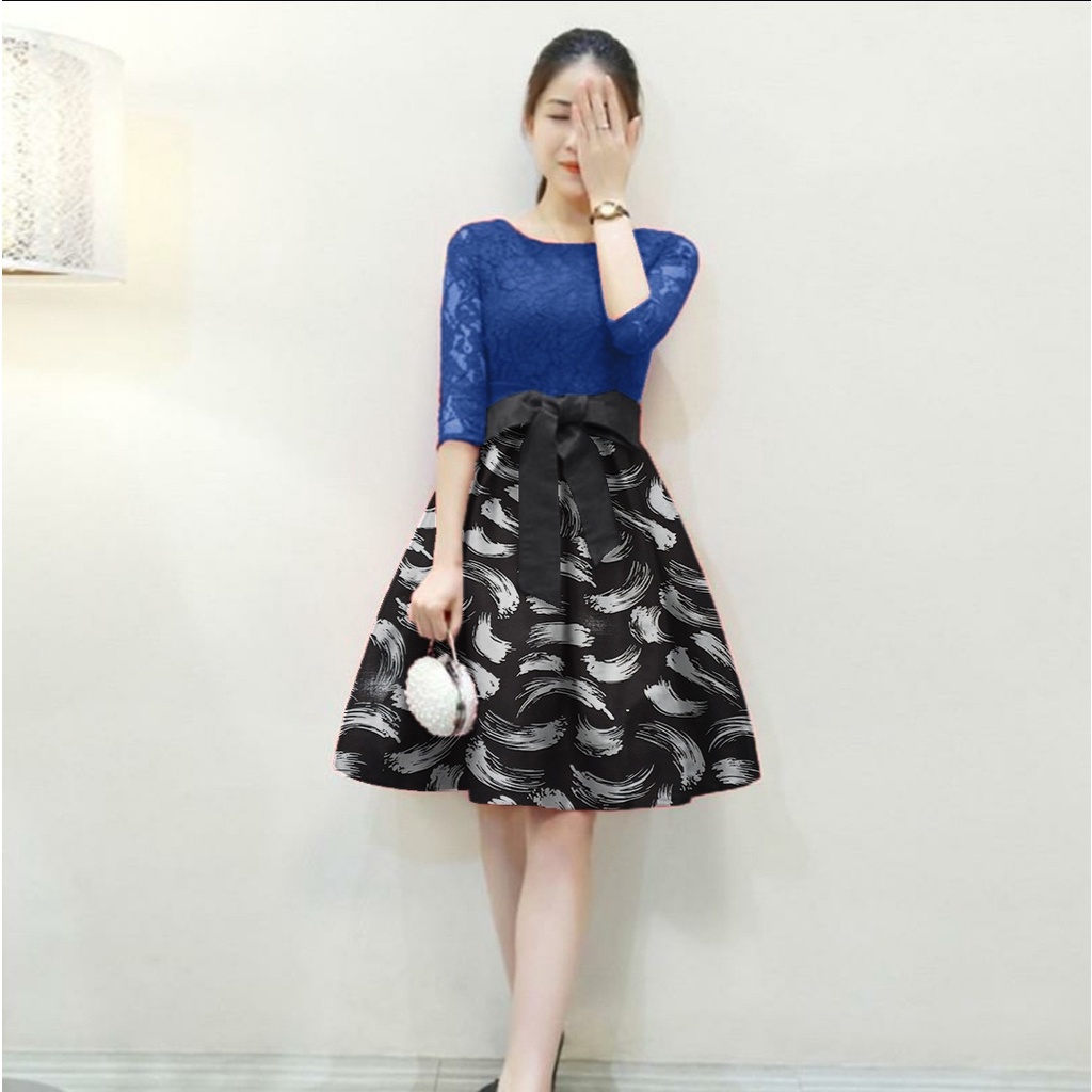 FWG - DRESS DALI ABSTRAK / DRESS BRUKAT WANITA / DRESS NATAL / DRESS / DRESS WANITA TERBARU / MINIDRESS