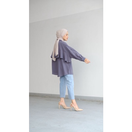 RYU TOP OVERSIZED / KEMEJA WANITA / KEMEJA ATASAN WANITA-Dark grey