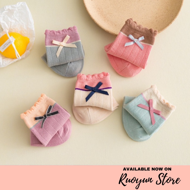 RYX - Frill Ribbons Kaos Kaki Bundle Anak Perempuan Fashion Casual Berisi 5 Pasang - Ori Import