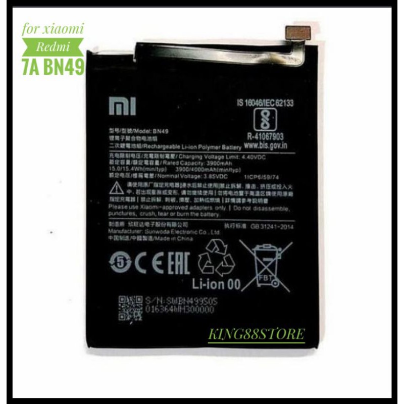 BATTERY BATTERAI BATRE ORIGINAL XIAOMI REDMI 7A BN49