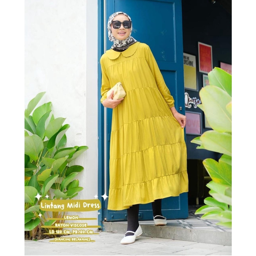 LINTANG MIDI DRESS GAMIS PREMIUM RAYON ORIGINAL100% CEMPAKA