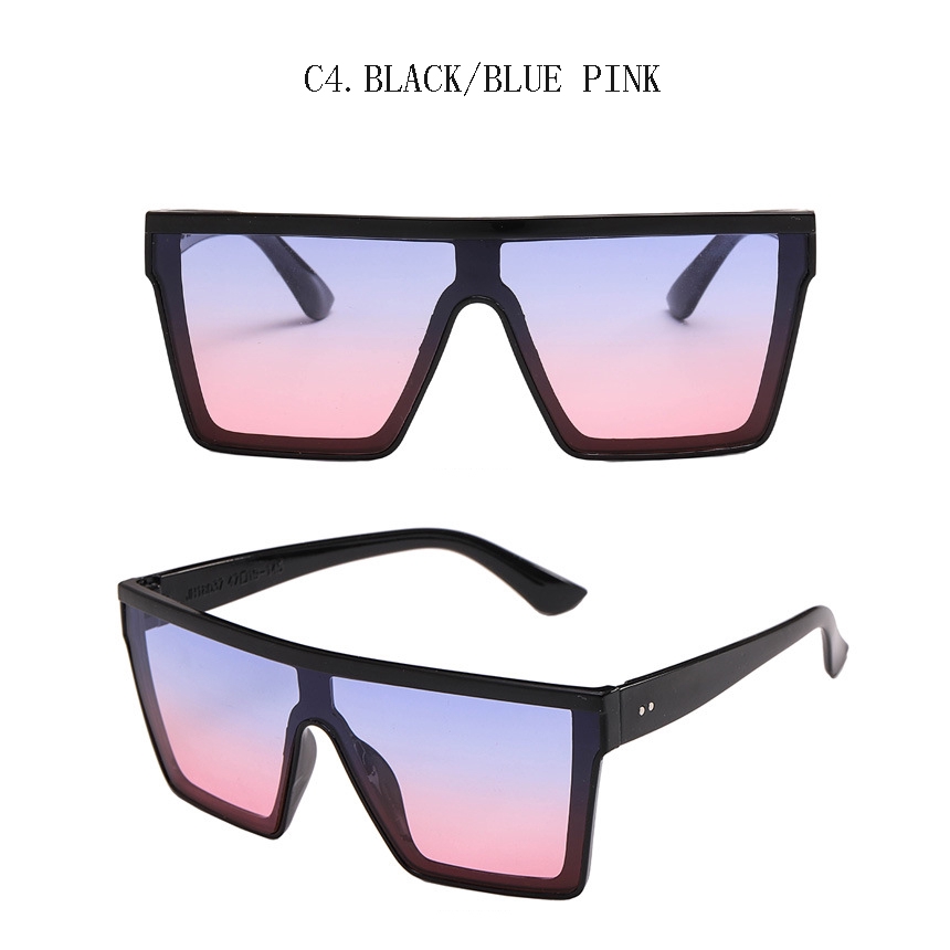 Kacamata Hitam Lensa Gradasi Bentuk Kotak Oversized Gaya Retro Untuk Wanita