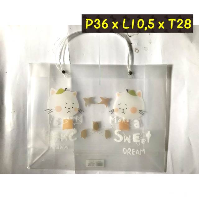 

goodie bag plastik / paperbag / tas --cat make a sweet dream-- harga per pcs