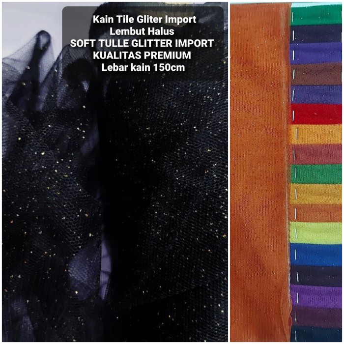 50cm Kain Tile Gliter Glitter Import PREMIUM SOFT Tulle Bridal Lembut
